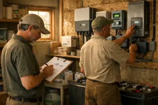 Municipal office meeting room where local officials and residents discuss tourism and heritage around a table with maps and notes, in soft morning light